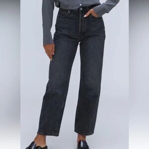 Everlane The 90's Way High Jean Organic 100% Cotton Size 25 Black Wash